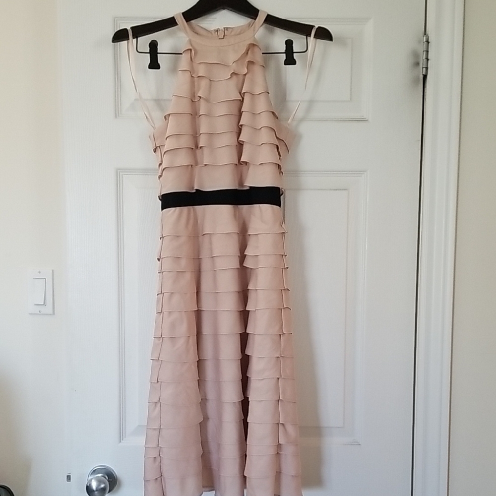 BCBGMaxAzria Blush Ruffle Midi Dress